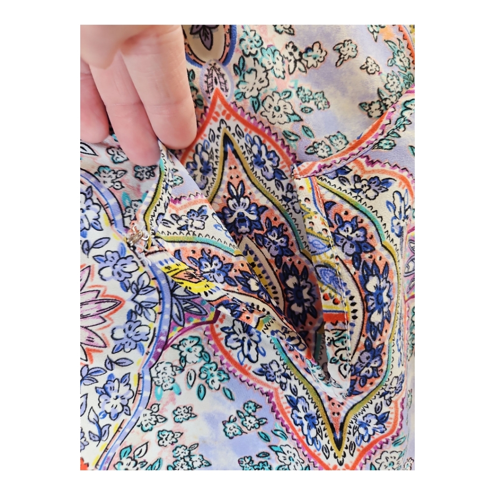 Fleur Bleue Key Hole Neck Sleeveless Paisley Tank Top Size M - Picture 4 of 6